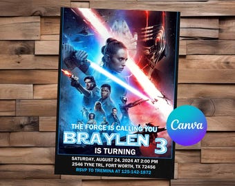 Star Wars Invitation Star Wars Birthday Star Wars Party Star Wars Editable Invitation Star Wars Printable File