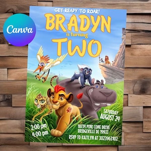 Invitación de La Guardia del León Invitación del Rey León Cumpleaños de La Guardia del León Fiesta de La Guardia del León Invitación editable de La Guardia del León