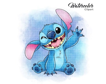Stitch Watercolor PNG Lilo and Stitch PNG Stitch Watercolor Prints Stitch Clipart PNG Files