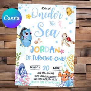 Findet Nemo Einladung findet Dory Geburtstag findet Nemo Party findet Dory bearbeitbare Einladung findet Nemo Digitale Datei