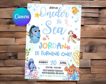 Finding Nemo Invitation Finding Dory Birthday Finding Nemo Party Finding Dory Editable Invitation Finding Nemo Digital File