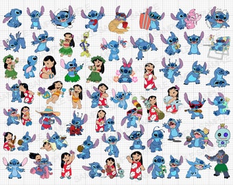 Paquete SVG de Lilo y Stitch, SVG de Stitch, silueta de Stitch, clipart de Stitch, archivos de corte de Stitch, Stitch Png, Cricut Svg