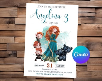 Brave Invitation Brave Birthday Invitation Princess Brave Party Brave ...