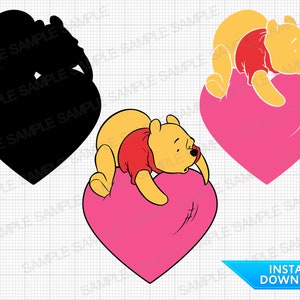 Winnie de Pooh SVG Valentines SVG hart SVG Winnie de Pooh gesneden bestanden Winnie de Pooh Cricut Winnie de Pooh png Winnie de Poeh-silhouet