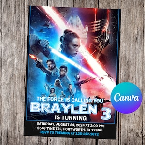 Star Wars Invitation Star Wars Birthday Star Wars Party Star Wars Editable Invitation Star Wars Printable File