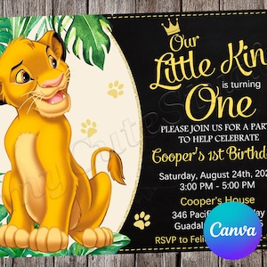 Lion King Invitation Lion King Birthday Lion King Party Lion King Editable Invitation Lion King Printable File