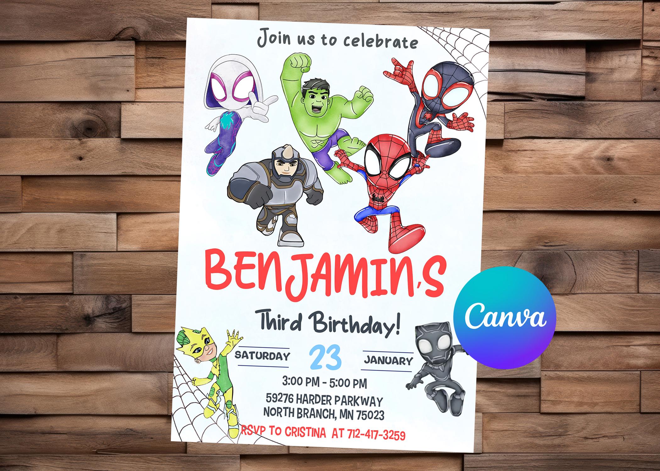 Spidey and his Amazing Friends Invitation Spidey Birthday Spidey Party Spidey Watercolor Editable Invitation Spidey Printable File