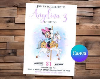 Minnie Maus Einladung Minnie Maus Geburtstag Minnie Maus Party Minnie Maus bearbeitbare Einladung