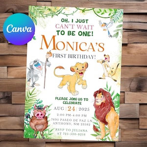 Lion King Invitation Lion King Birthday Lion King Party Lion King Editable Invitation Lion King Printable File