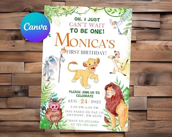 Lion King Invitation Lion King Birthday Lion King Party Lion King Editable Invitation Lion King Printable File