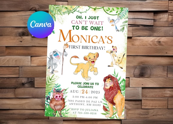Lion King Invitation Lion King Birthday Lion King Party Lion King Editable Invitation Lion King Printable File