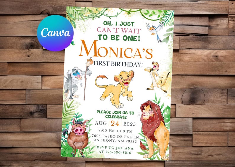 Lion King Invitation Lion King Birthday Lion King Party Lion King Editable Invitation Lion King Printable File image 1
