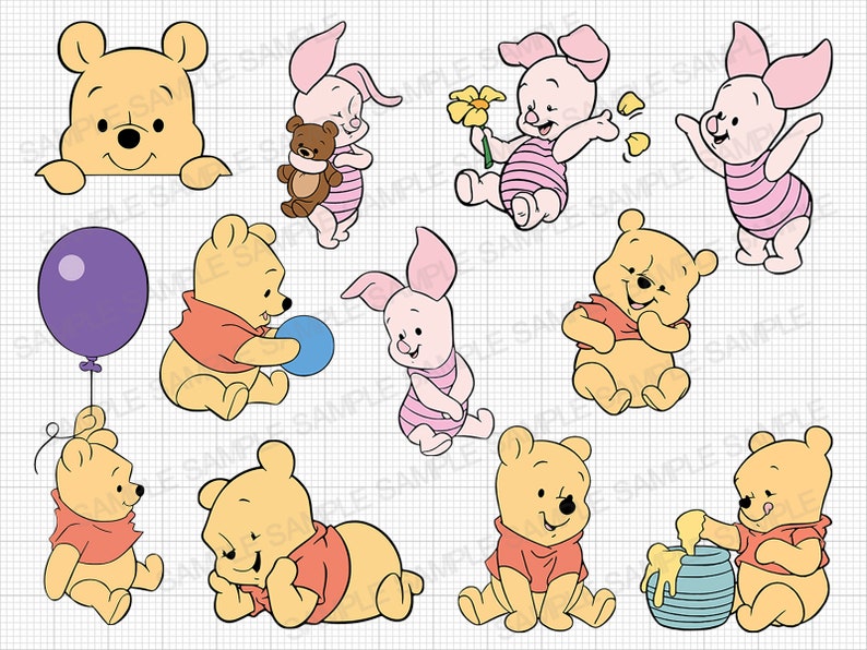 Baby Winnie the Pooh SVG Baby Piglet SVG Baby Winnie the Pooh Cut Files Baby Winnie the Pooh Cricut Baby Winnie the Pooh Png image 1