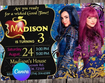 Descendants Invitation Descendants Birthday Descendants Party Descendants Editable Invitation Descendants Printable File
