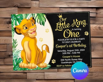 Lion King Invitation Lion King Birthday Lion King Party Lion King Editable Invitation Lion King Printable File