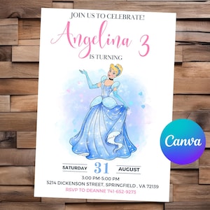 Cinderella Invitation Princess Cinderella Birthday Cinderella Party Cinderella Digital Invitation Cinderella Editable Invitation