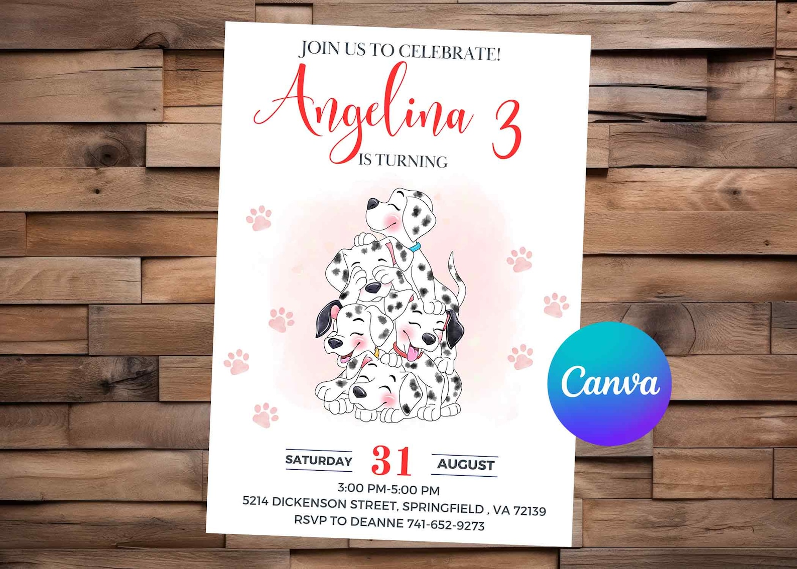 101 Dalmatians Invitation 101 Dalmatians Birthday 101 Dalmatians Party ...