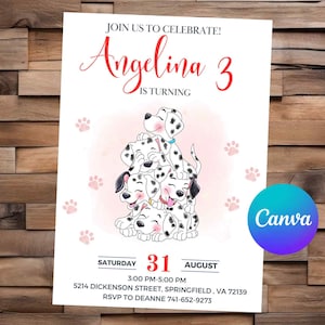 101 Dalmatiner Einladung 101 Dalmatiner Geburtstag 101 Dalmatiner Party 101 Dalmatiner bearbeitbare Einladung 101 Dalmatiner Digitale Datei