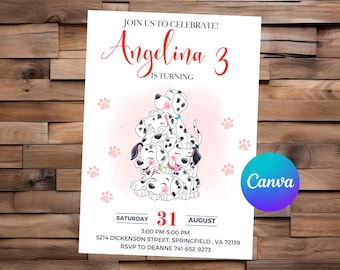 101 Dalmatians Invitation 101 Dalmatians Birthday 101 Dalmatians Party 101 Dalmatians Editable Invitation 101 Dalmatians Digital File