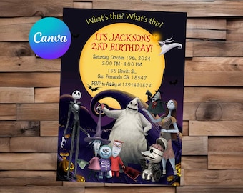 The Nightmare Before Christmas Invitation The Nightmare Before Christmas Birthday Party Jack Skellington Editable Invitation