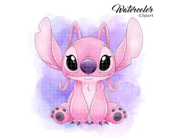 Angel Watercolor PNG Stitch Watercolor PNG Lilo and Stitch PNG Angel Watercolor Prints Stitch Clipart Png Files