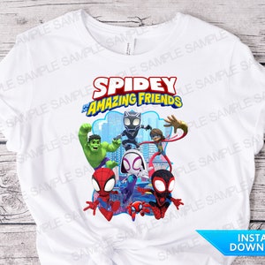 Spidey and his Amazing Friends PNG Spidey and his Amazing Friends Iron On Transfer Spidey Clipart Spidey Shirt Spidey Tshirt