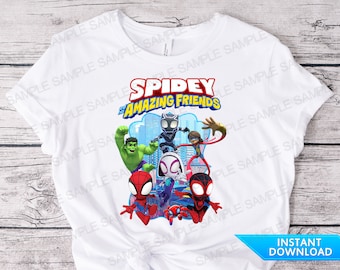 Spidey and his Amazing Friends PNG Spidey and his Amazing Friends Iron On Transfer Spidey Clipart Spidey Shirt Spidey Tshirt