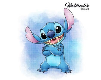 Stitch Watercolor PNG Lilo and Stitch PNG Stitch Watercolor Prints Stitch Clipart PNG Files