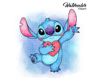 Stitch Watercolor PNG Lilo and Stitch PNG Stitch Watercolor Prints Stitch Clipart PNG Files