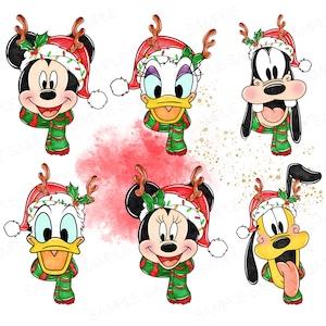Micky Maus und Freunde Aquarell PNG Micky Maus Weihnachten Aquarell Drucke Minnie Maus Weihnachten Clipart PNG-Dateien