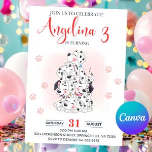 Invito a La carica dei 101 Compleanno a La carica dei 101 Festa a La carica dei 101 Invito modificabile a La carica dei 101 File digitale a La carica dei 101