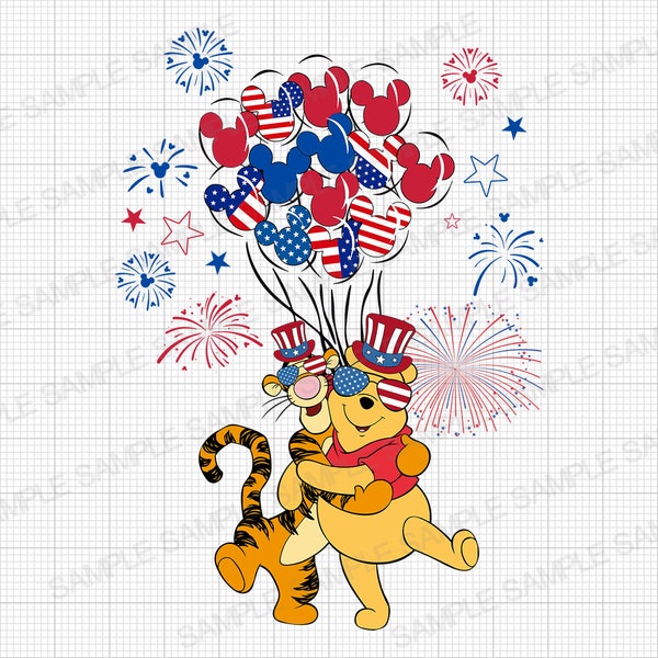 Winnie the Pooh 4th of July PNG Winnie the Pooh PNG Winnie the Pooh 4th of July Iron On Transfer Winnie the Pooh Independence Day PNG File