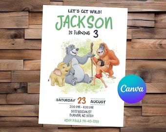 Jungle Book Invitation Mowgli Birthday Jungle Book Party Jungle Book Editable Invitation Jungle Book Digital Printable File