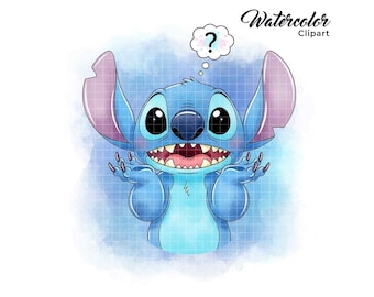 Stitch Watercolor PNG Lilo and Stitch PNG Stitch Watercolor Prints Stitch Clipart PNG Files