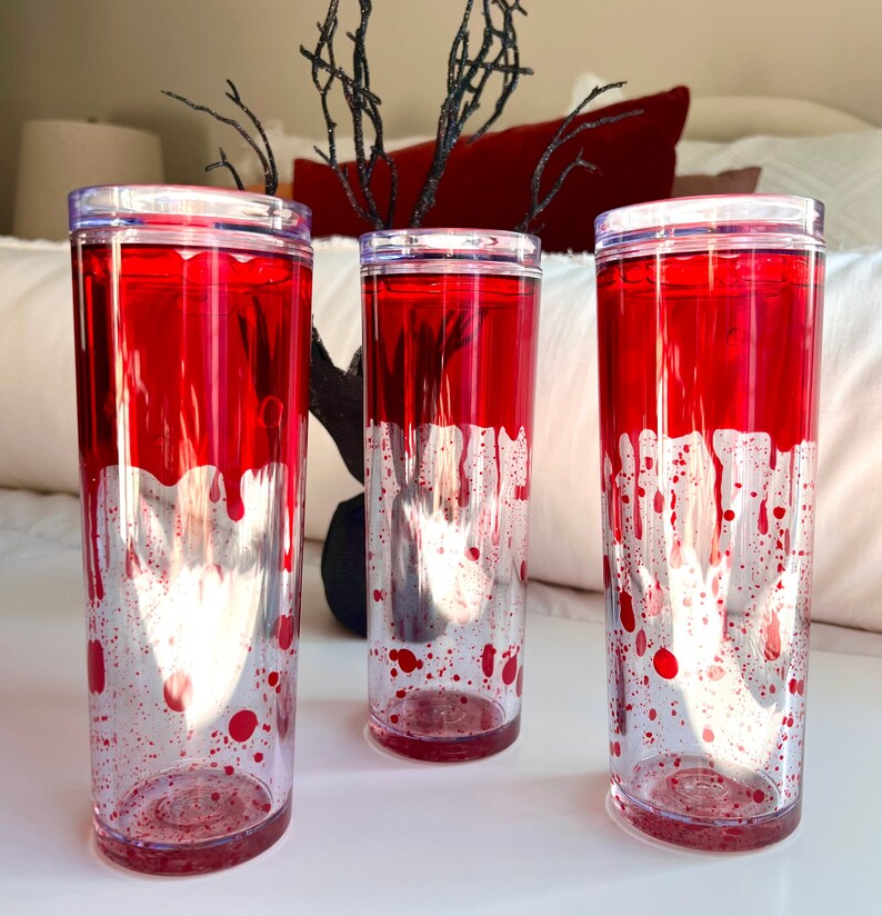 Blood Halloween Snowglobe Tumbler, Acrylic Tumbler, Glitter Tumbler