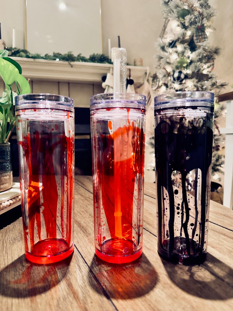 Blood Halloween Snowglobe Tumbler, Acrylic Tumbler, Glitter Tumbler