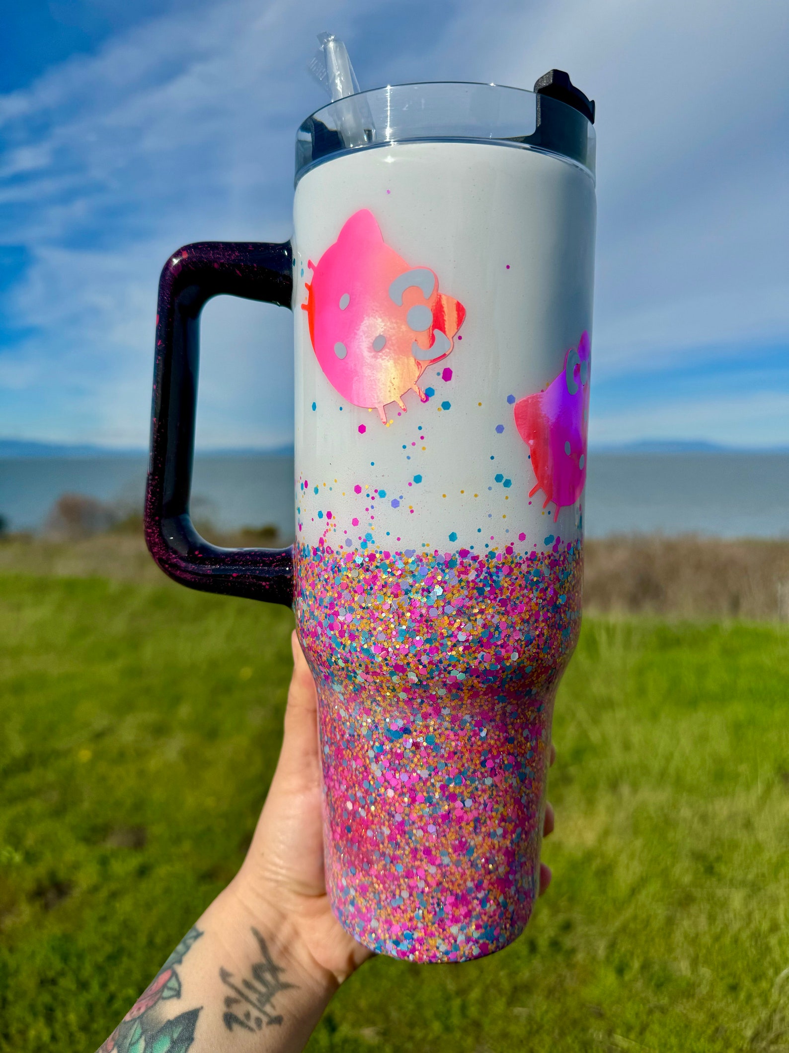 Stanley Dupe, Stanley Tumbler, 40oz Tumbler, Glitter Tumbler, Etsy