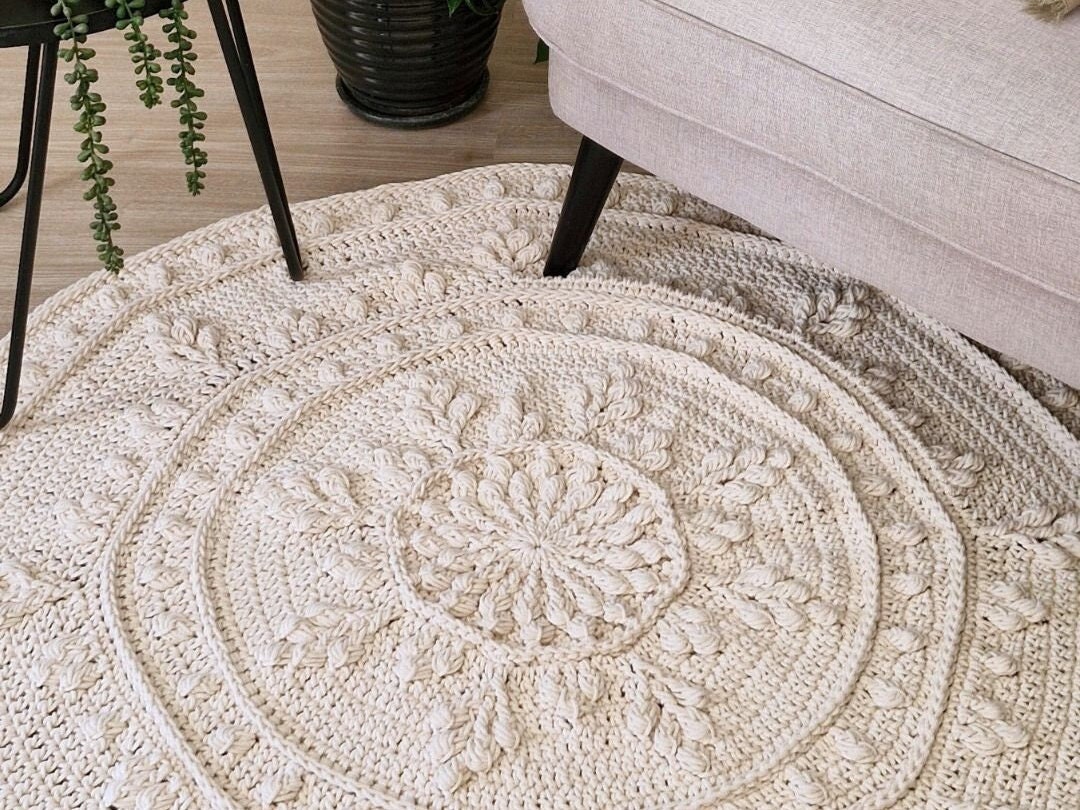 CROCHET PATTERN / Round Crochet Rug Pattern, Crochet Mat, Modern Rug ...