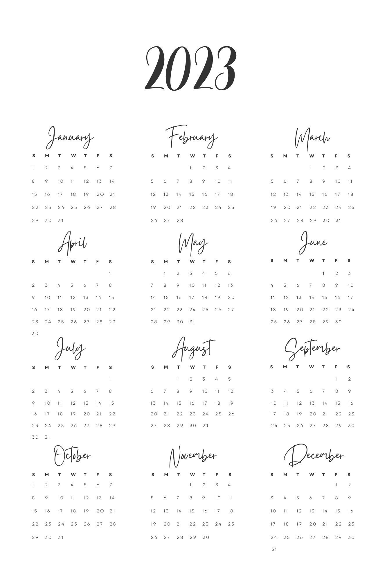2023 Calendar Instant Download Digital Calendar Printable Download 2023-calendar-instant-download-digital-calendar-printable-download