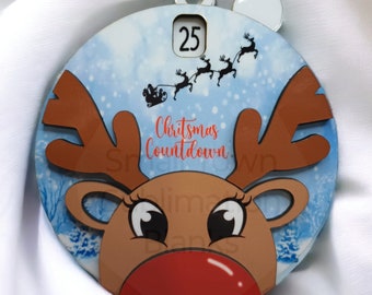 Christmas Countdown ornament, Sublimation blank ornament design, Digital design, Countdown, Christmas tree, Reindeer ornament, Kids ornament