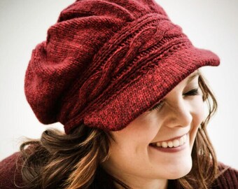 KNITTING PATTERN . Hannah Newsboy Hat .