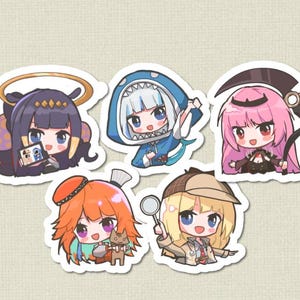 hololive english myth sticker set! gawr gura, mori calliope, ninomae ina nis, takanashi kiara, watson amelia