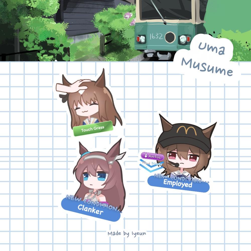 Uma Musume Meme Sticker Set – Agnes Tachyon, Grass Wonder, Mihono ...