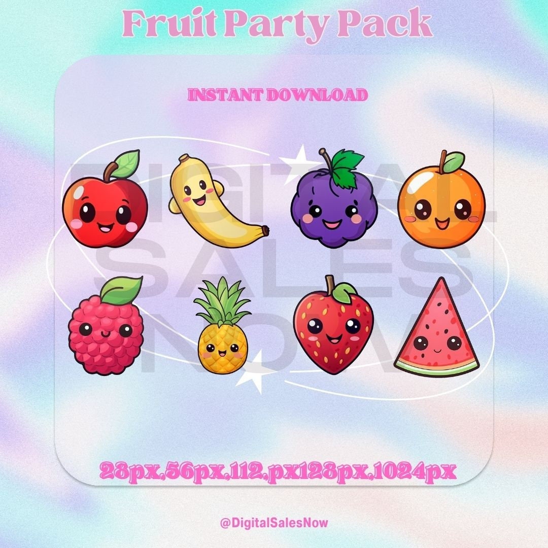 Kawaii Cute Fruits Sticker Image, in the Style of Kawaii Art, Meme