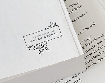 Minimal Personalized Book Stamp | From the library of | Ex Libris | This book belongs to | Book lover gift | Self ink stamper | Wood handle