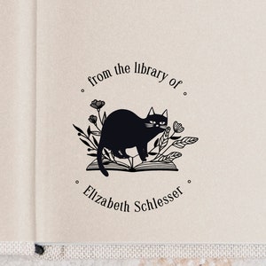 Cat and Open Book Library Stamp | Personalized Book Embosser | Ex Libris, This book belongs to | Book lover gift, Teacher gift, Gift For Her