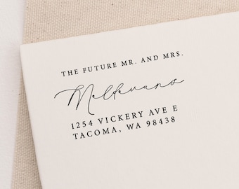 Mr & Mrs Save the date, Return Address Wood Stamp, Wedding Stamp, Address Self Ink Stamper, Newly Engaged Gift