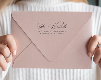 Elegant return address stamp | Wedding Stamp | Save the date | Self ink stamper | Wood handle | Housewarming Gift | Family Stamp | Modern