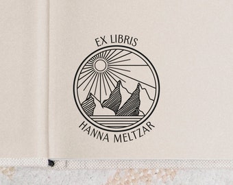 Mountain Library Stamp | Personalized Book Embosser | Ex Libris | This book belongs to | Book lover gift, Teacher gift, Gift For Him