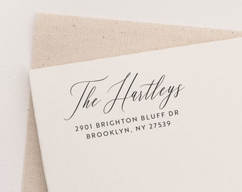 Elegant return address stamp | Wedding Stamp | Save the date | Self ink stamper | Wood handle | Housewarming Gift | Family Stamp | Modern